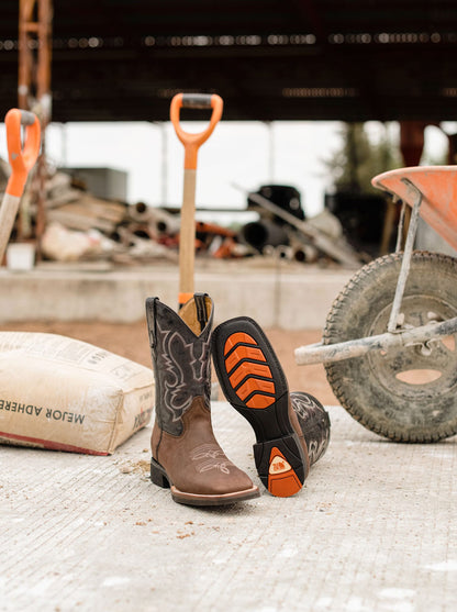 Bota Rodeo con Suela Ligera para Trabajo Crazy Café Estilo 1555