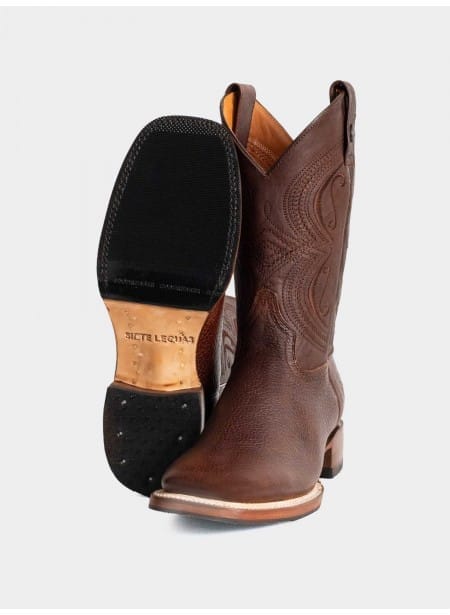 Bota Rodeo con Suela Antiderrapante Bisonte Americano Dark Brown Estilo 1546