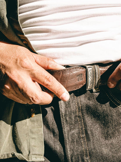 Cowboy Belt in Dark Whiskey Bison Style 13