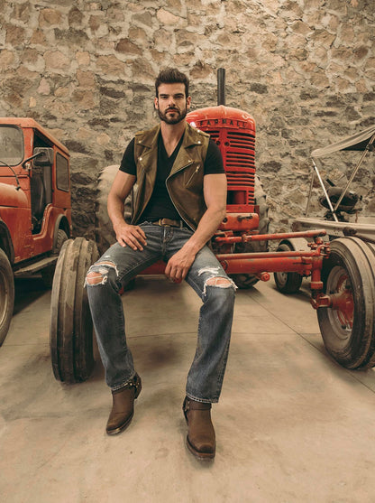 Botín Biker Crazy Café Estilo 3600